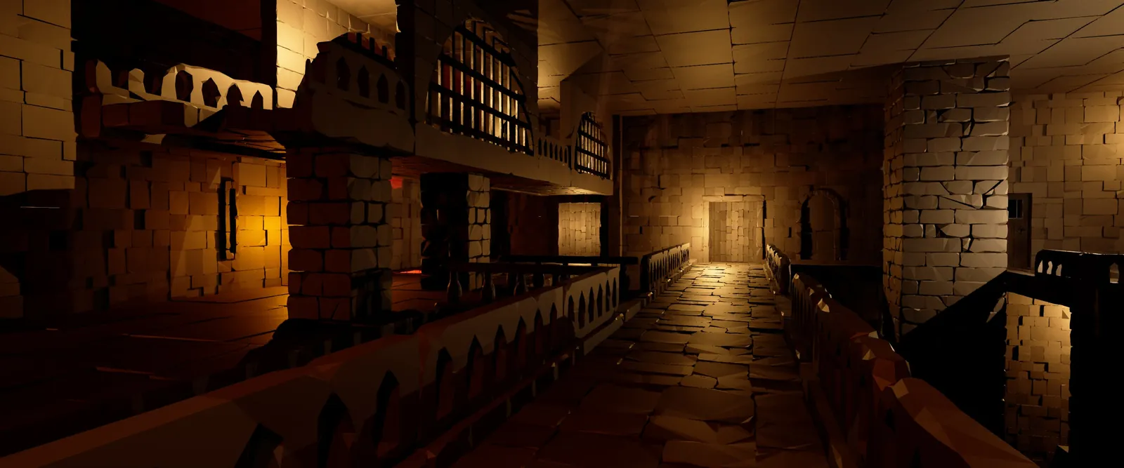 A dungeon corridor lit by an eerie violet glow — the corruption spreads